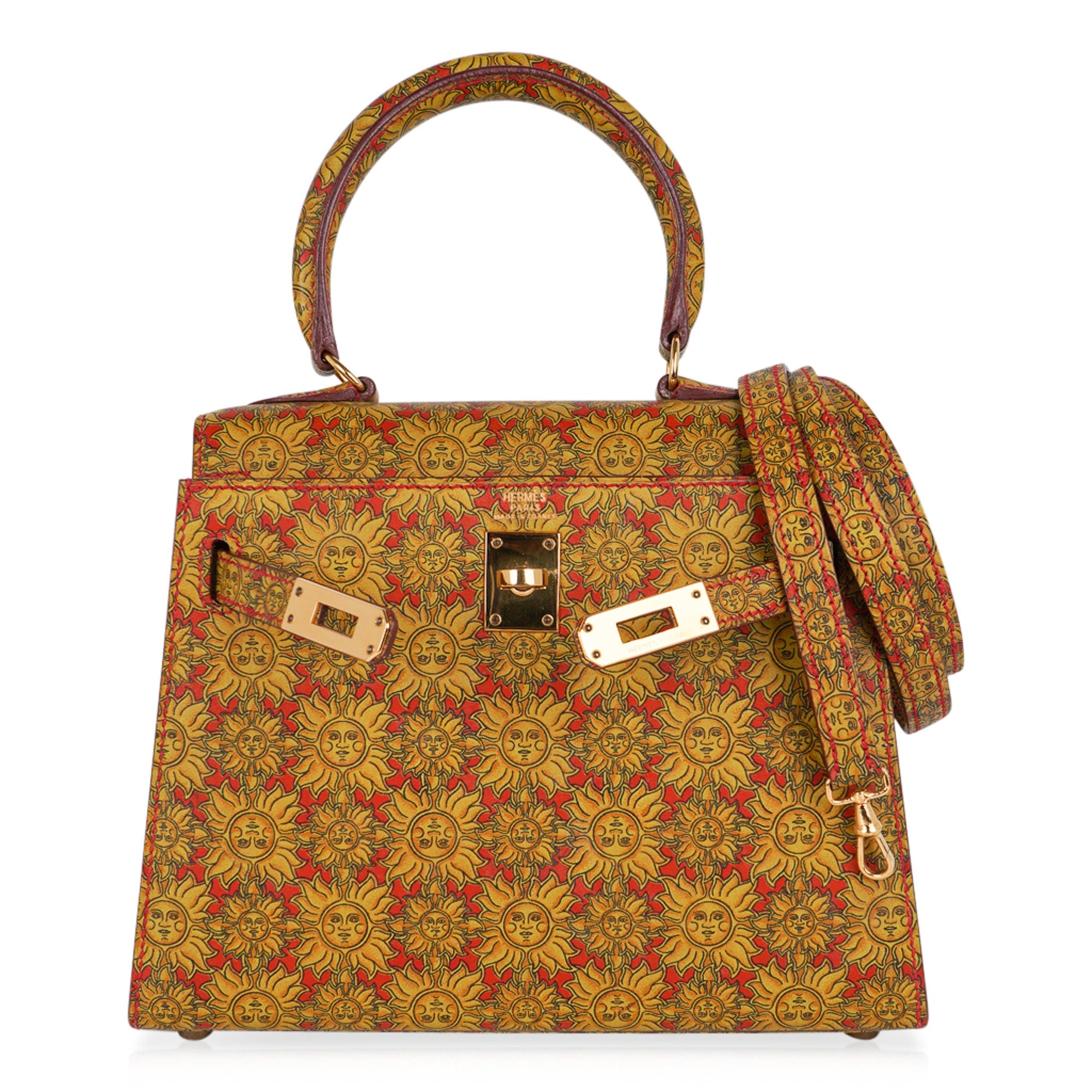 👜Vintage Mini Kelly 20 Bag Sellier Soleil Box Leather with Gold Hardware