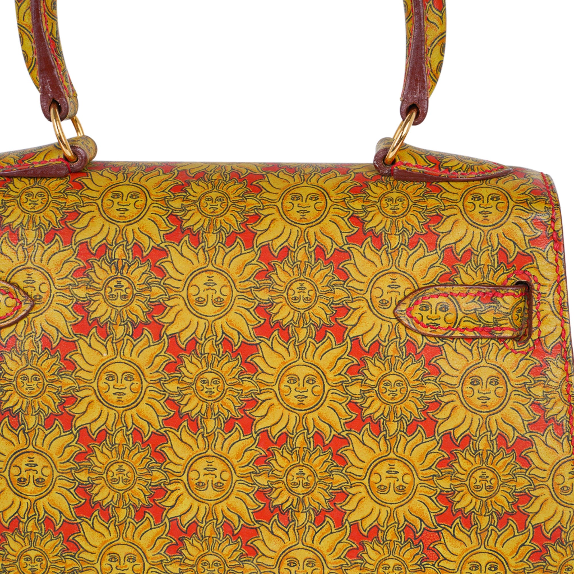 👜Vintage Mini Kelly 20 Bag Sellier Soleil Box Leather with Gold Hardware