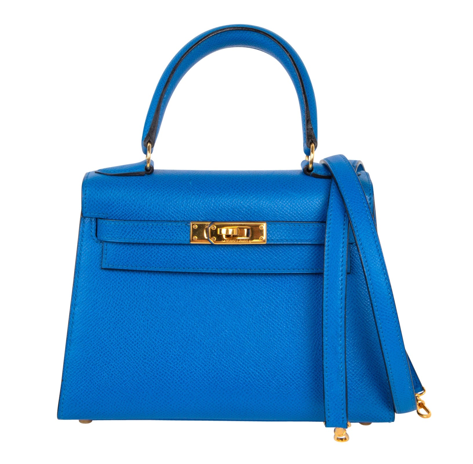 👜Vintage Kelly 20 Sellier Mini Blue de France Courchevel Gold Hardware