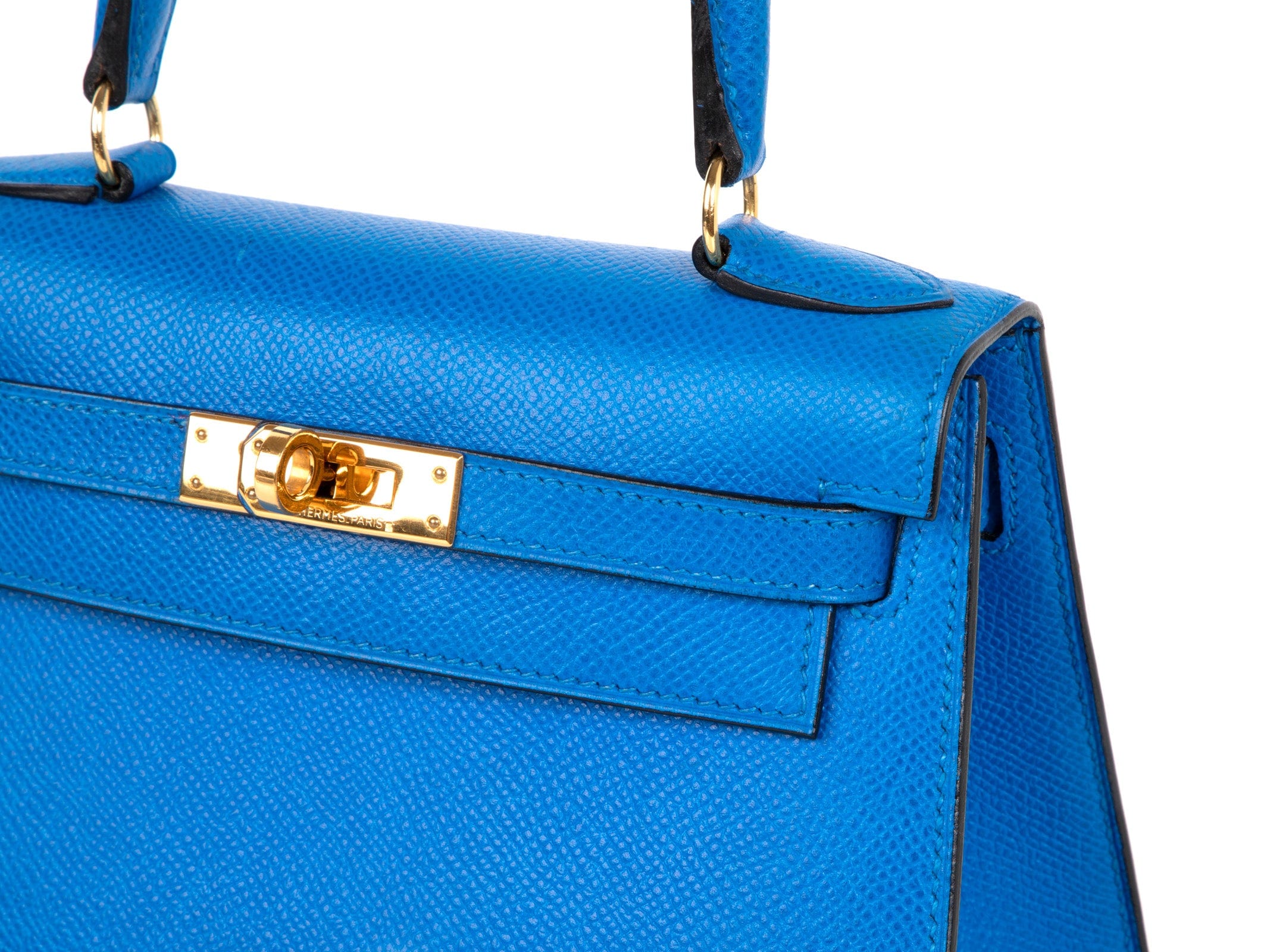 👜Vintage Kelly 20 Sellier Mini Blue de France Courchevel Gold Hardware