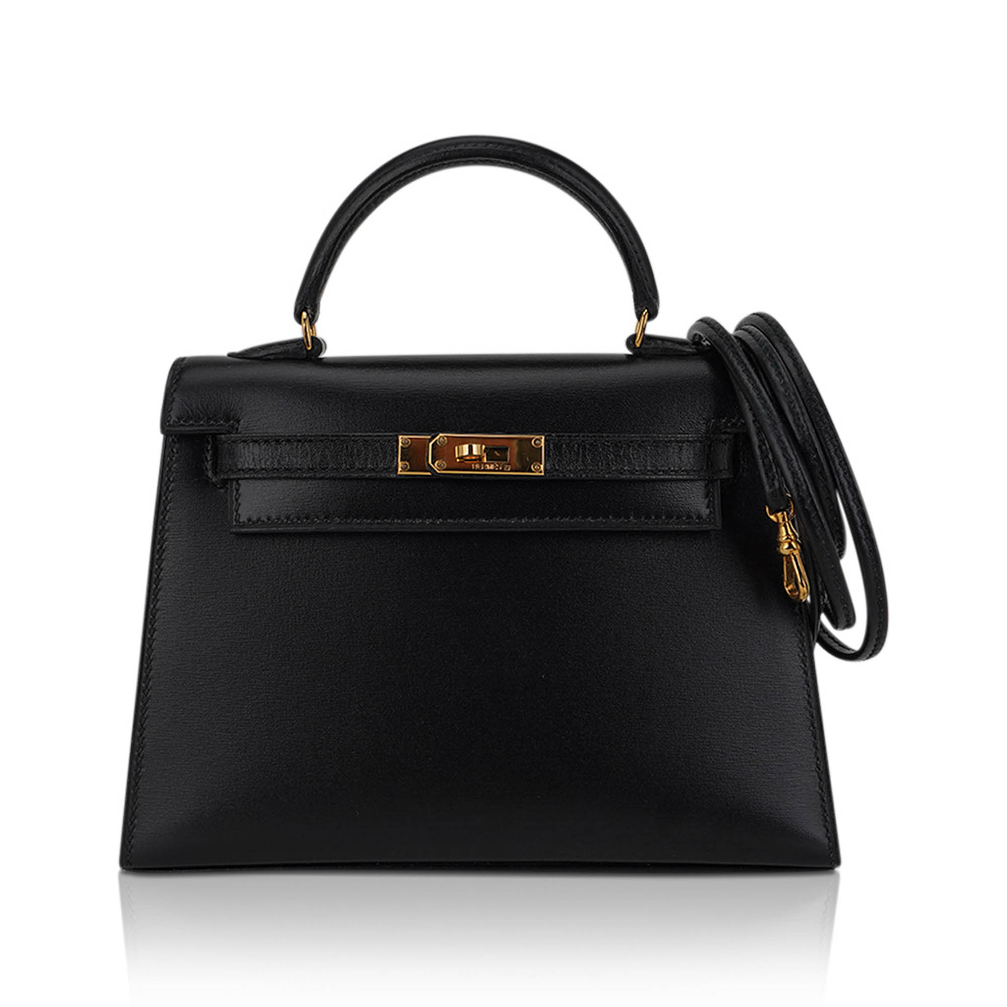 👜Vintage Kelly 15 Micro Sellier Bag Black Box Leather with Gold Hardware