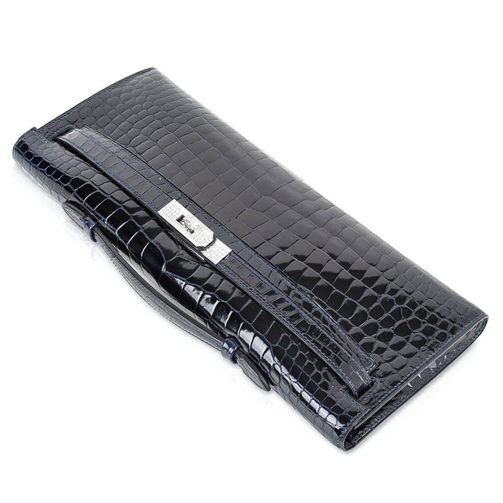 👜Kelly Cut Diamond Blue Marine Crocodile Bag Exquisite Clutch