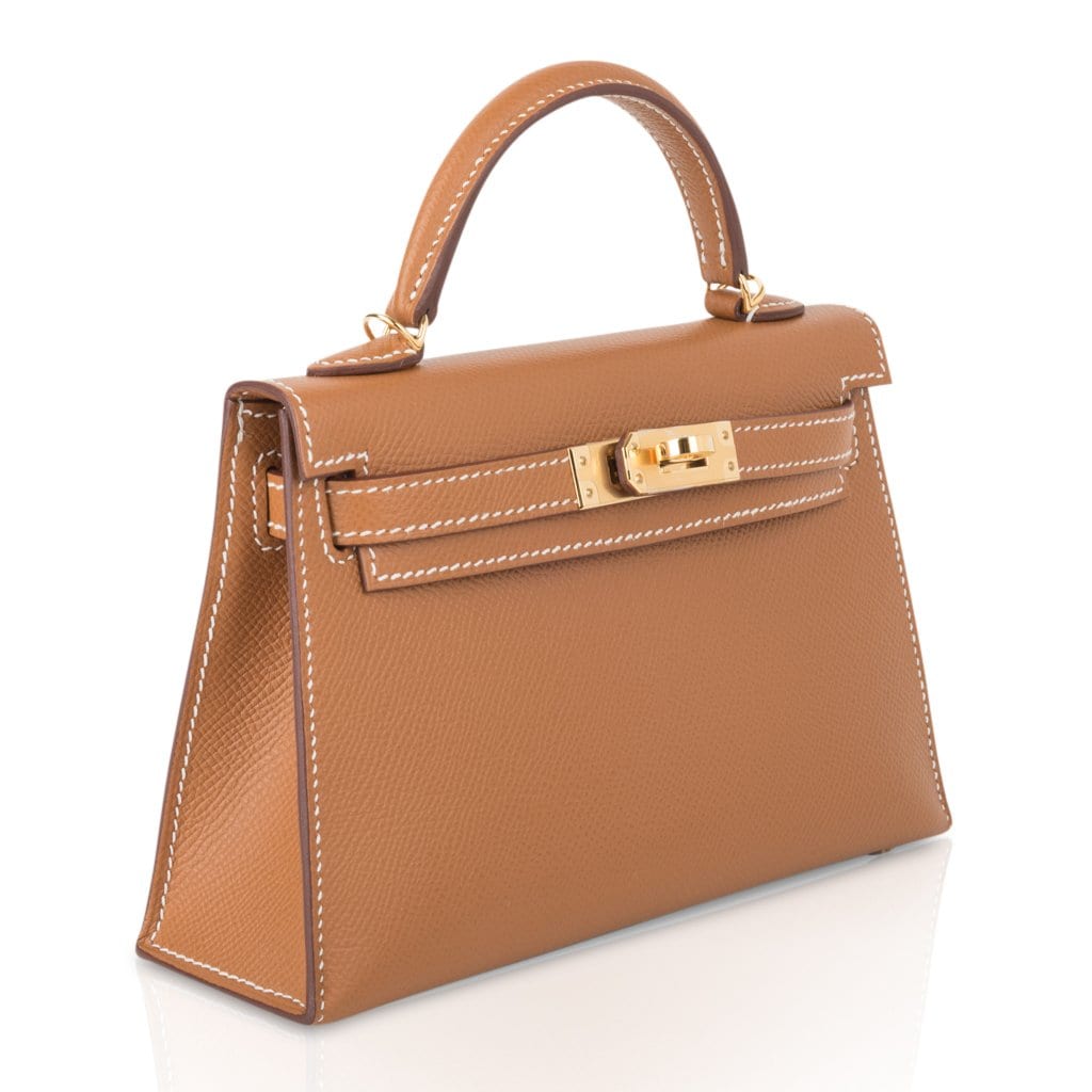 👜Mini Kelly 20 Bag Sellier Gold Epsom Leather with Gold Hardware