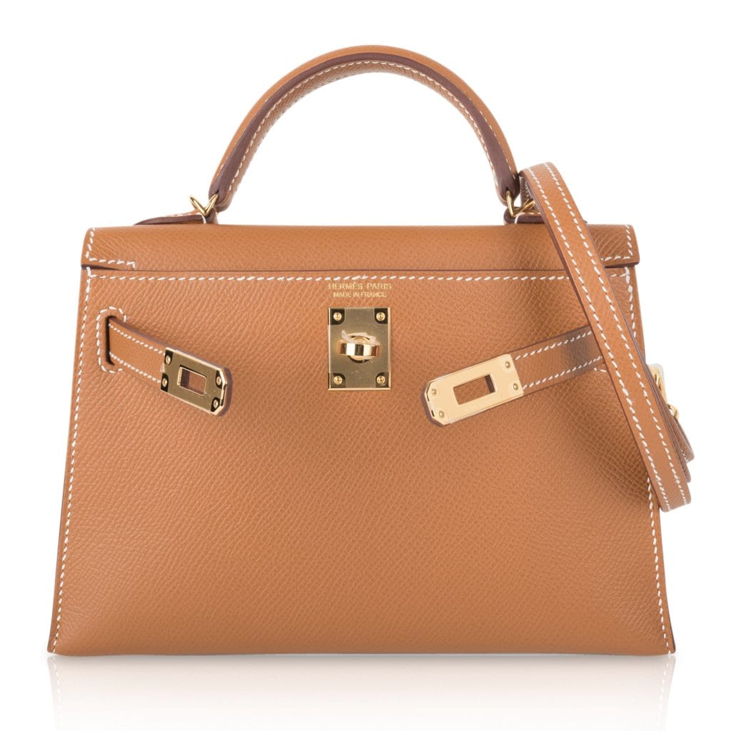 👜Mini Kelly 20 Bag Sellier Gold Epsom Leather with Gold Hardware