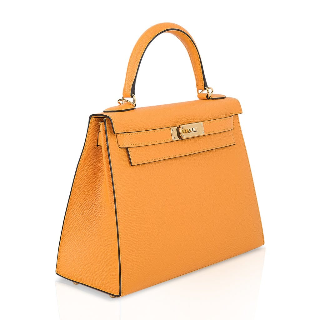 👜Kelly Sellier 28 Bag Jaune D’Or Epsom Leather Gold Hardware