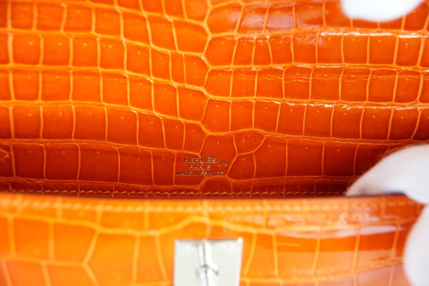 👜Kelly Pochette Clutch Bag Orange Feu Rare in Porosus Crocodile