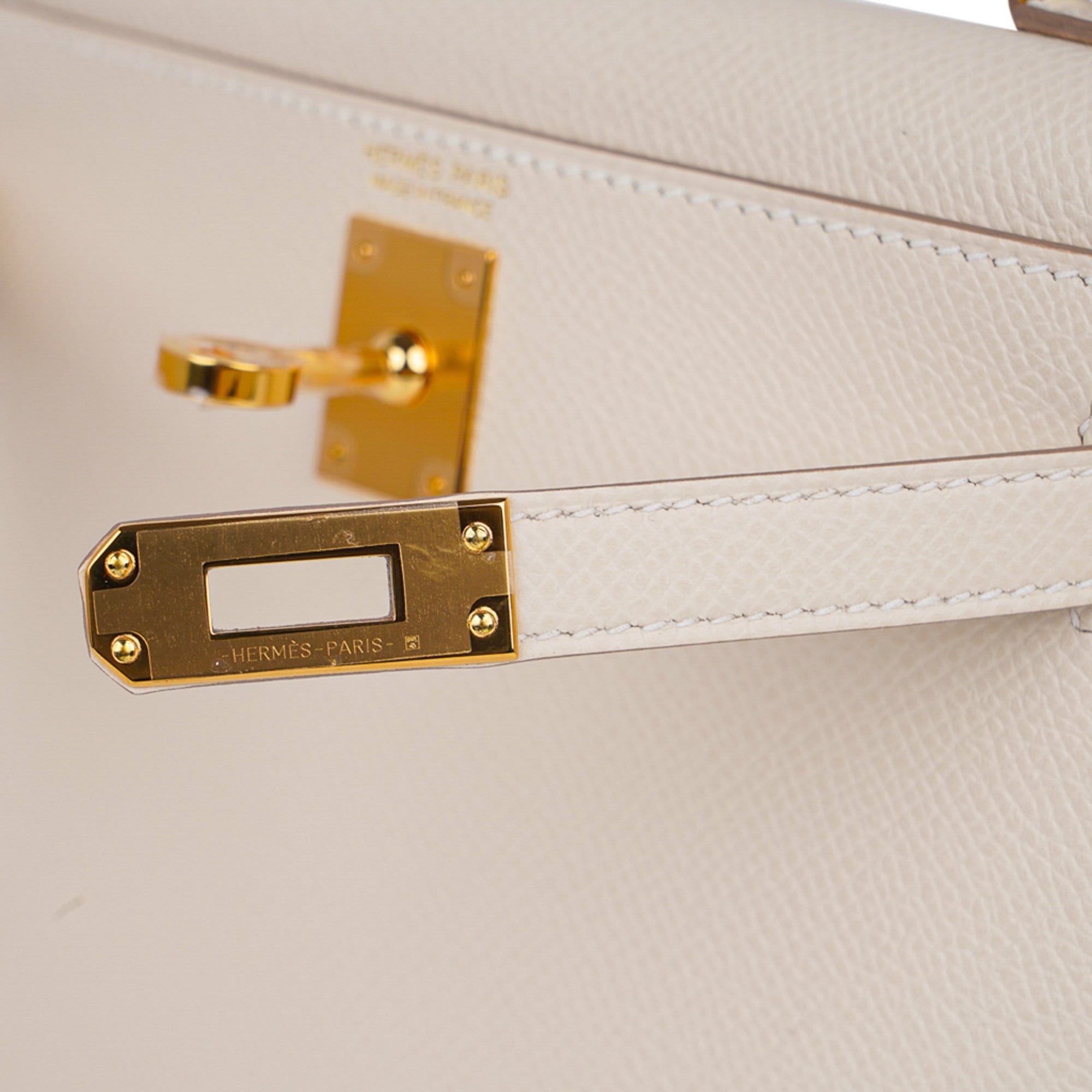 👜Kelly 20 Mini Sellier Bag Craie Epsom Leather Gold Hardware New w/Box