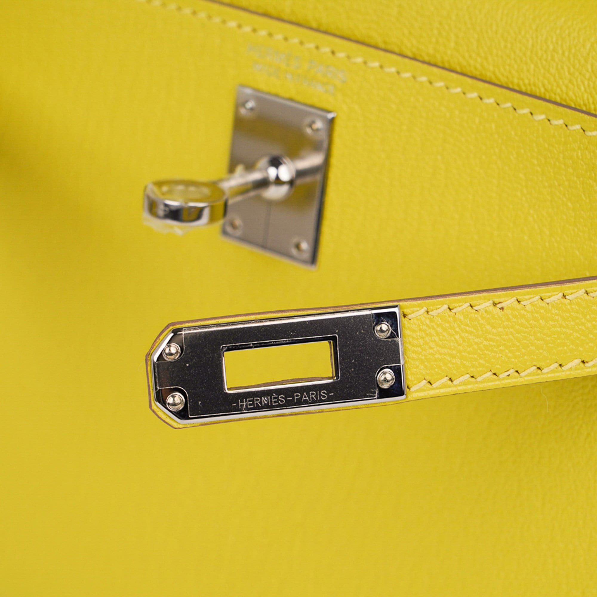 👜Kelly 20 Mini Sellier Bag Lime Chevre Leather Palladium New w/Box