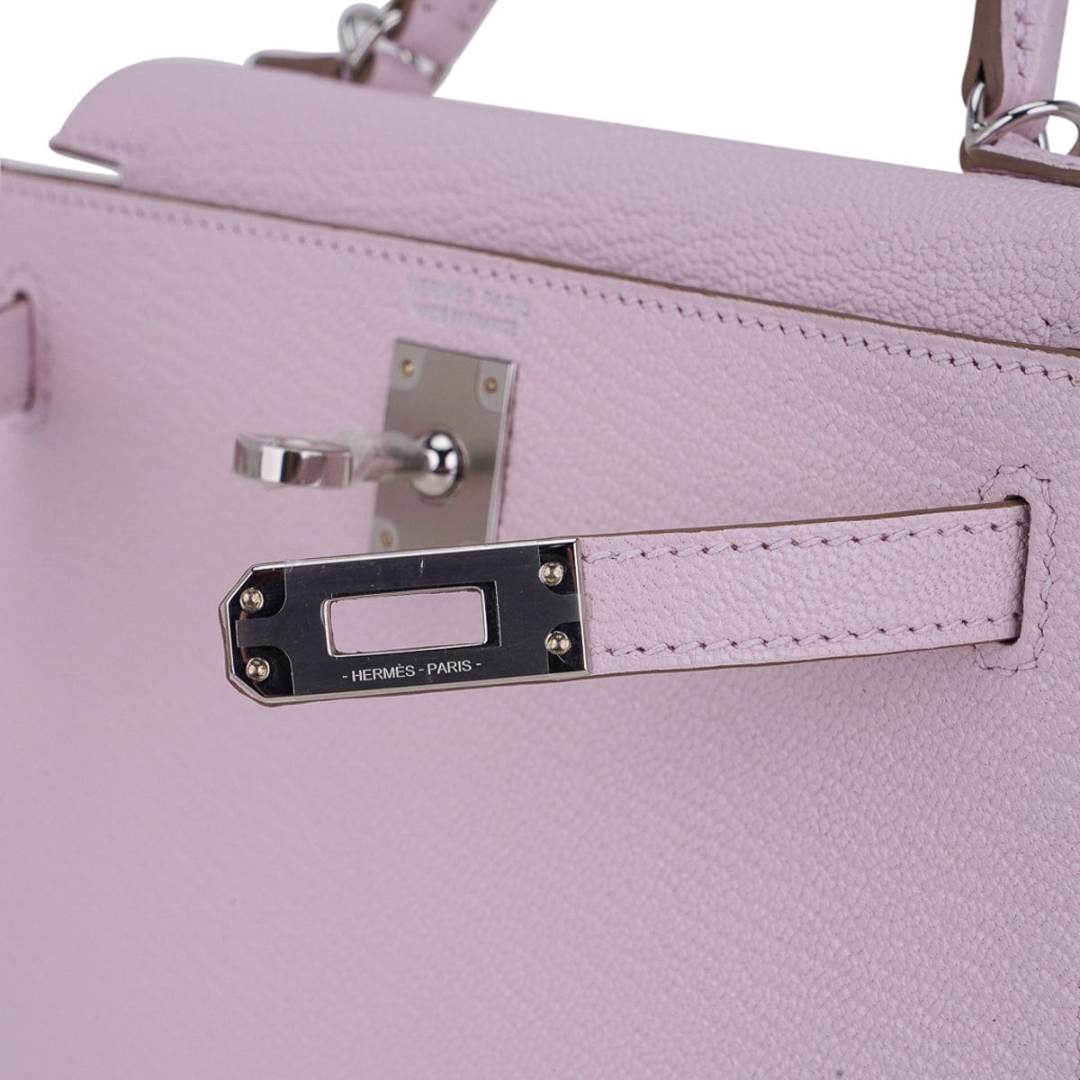 👜Mini Kelly 20 Bag Sellier Mauve Pale Chevre Leather with Palladium Hardware