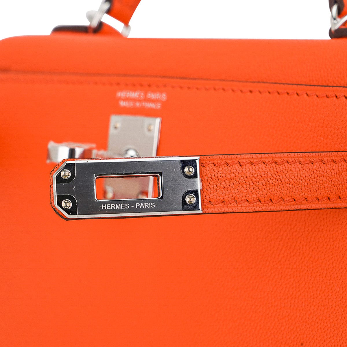 👜Verso Mini Kelly 20 Sellier Bag Feu & Terre Battue Chevre Leather with Palladium Hardware