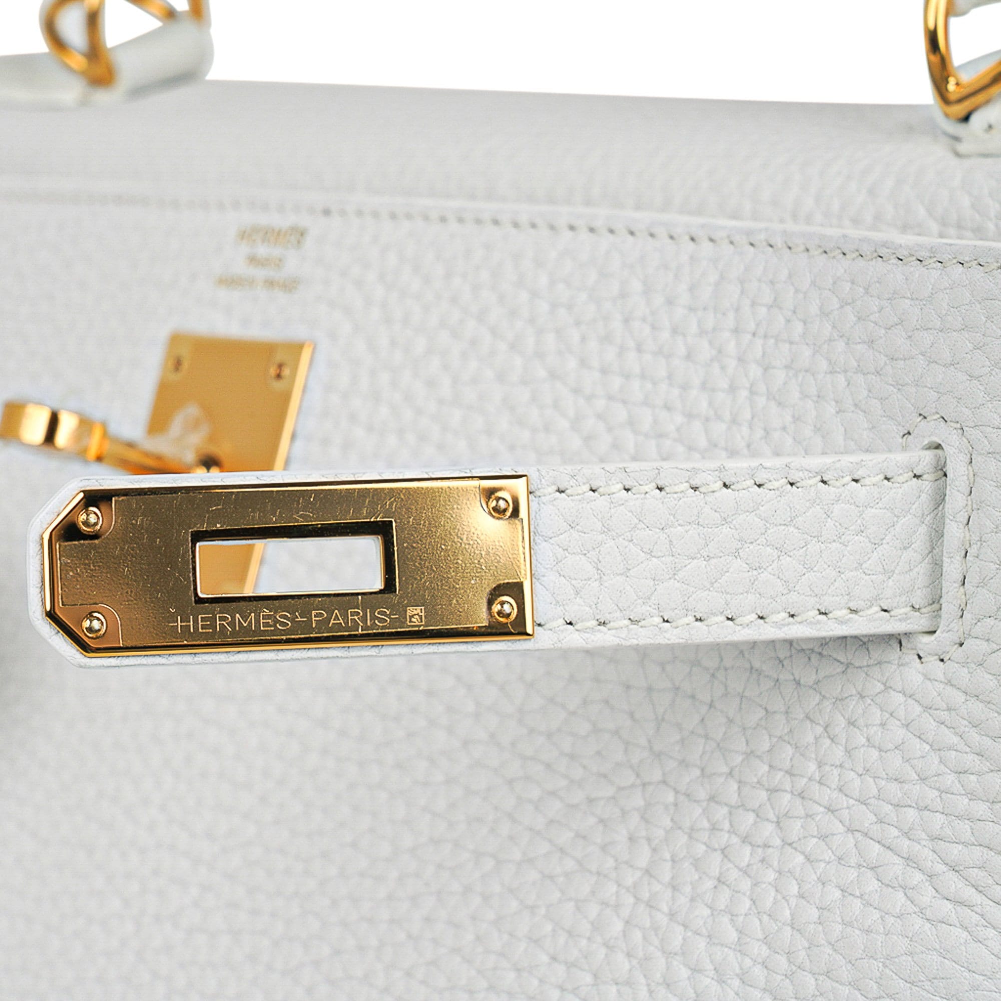 👜Kelly 28 Retourne Bag White Clemence Leather with Gold Hardware