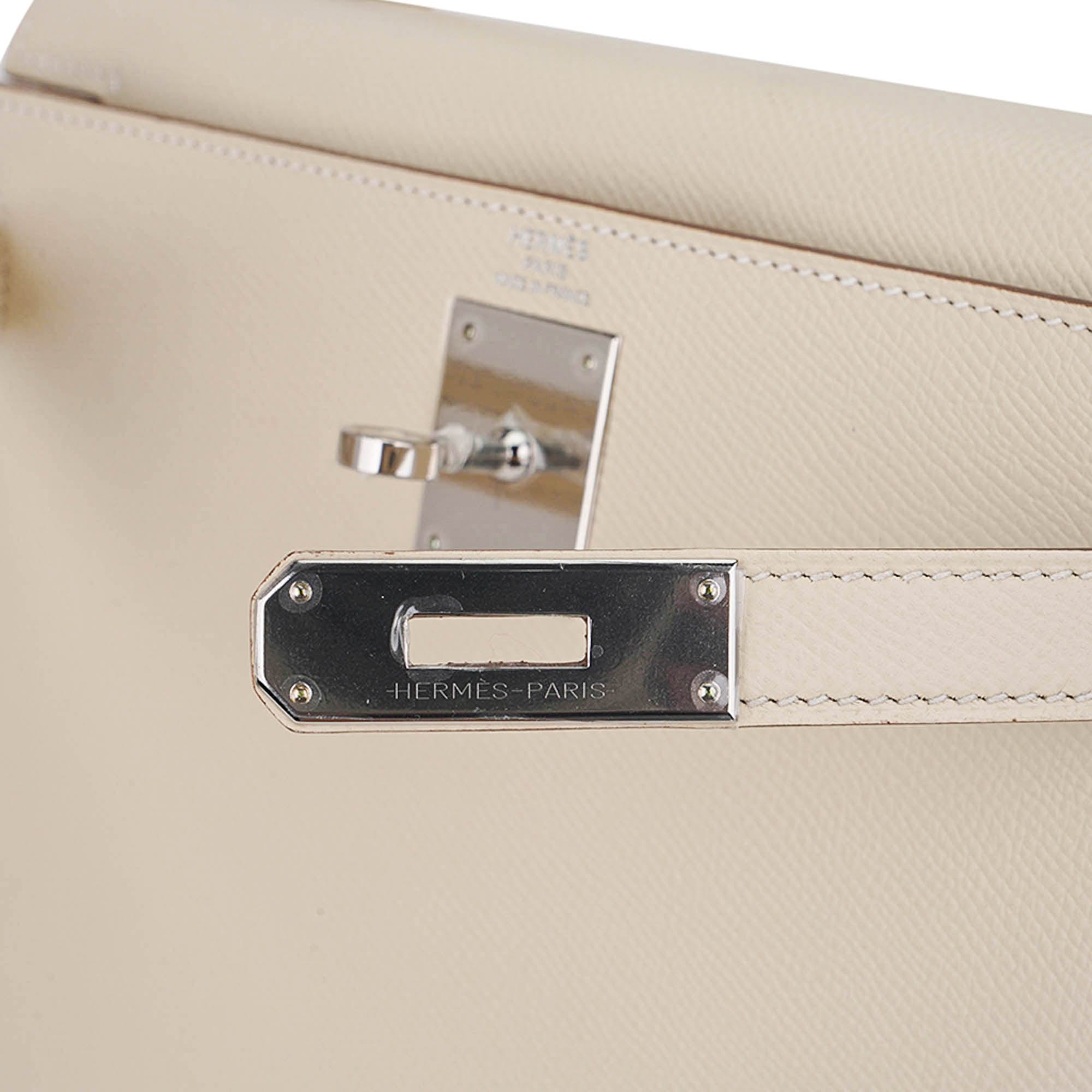 👜Kelly 28 Bag Sellier Craie Epsom Leather with Palladium Hardware