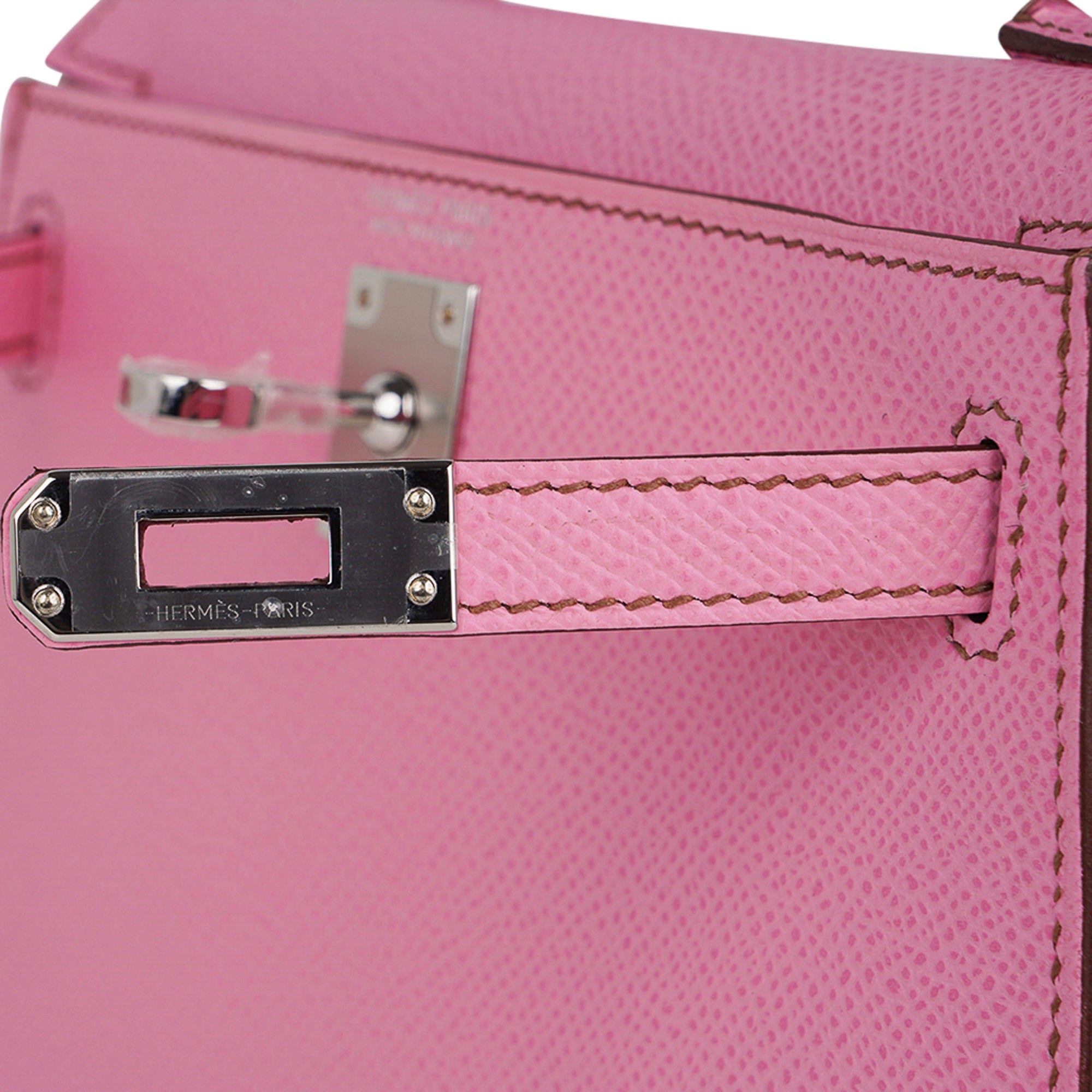 👜Mini Kelly 20 Sellier Bag in 5P Pink Bubblegum Epsom Leather with Palladium Hardware