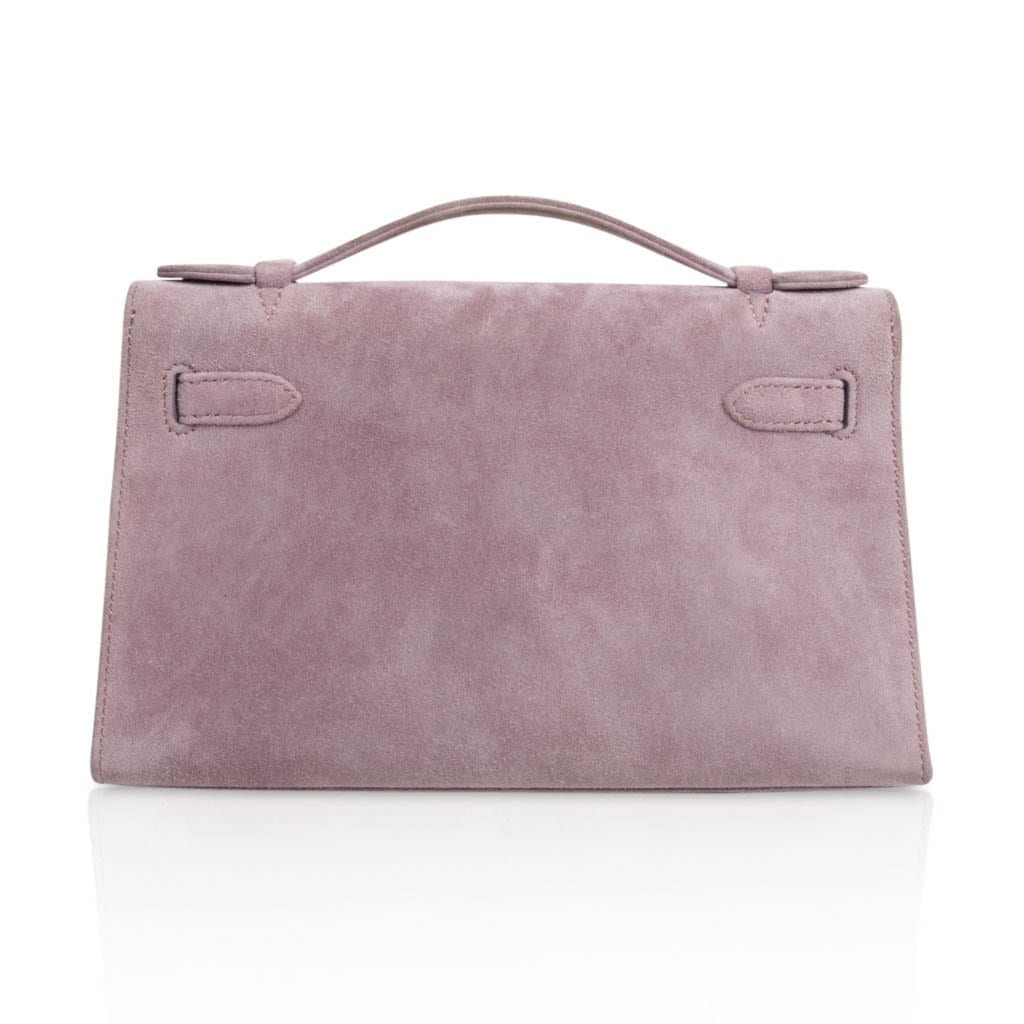 👜Kelly Pochette Lilac Doblis Suede Palladium