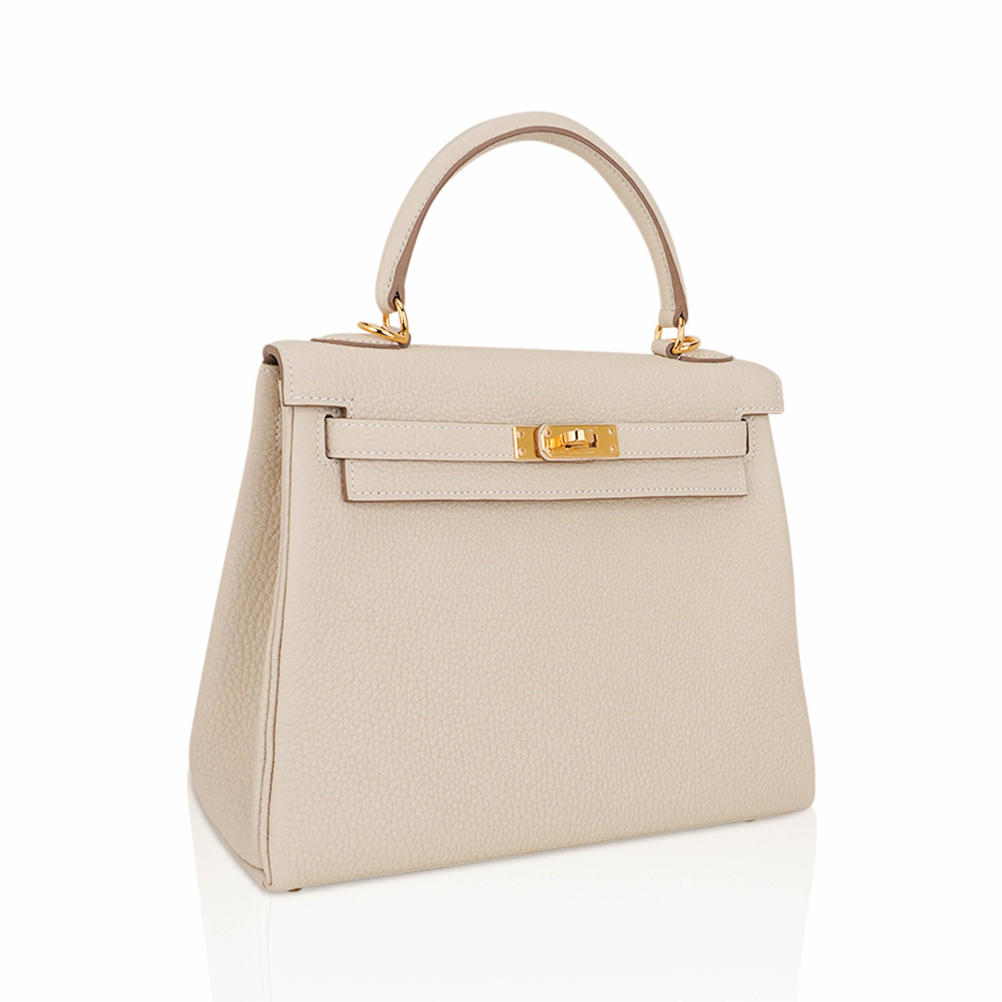👜Kelly Retourne 25 Bag Craie Togo Leather with Gold Hardware