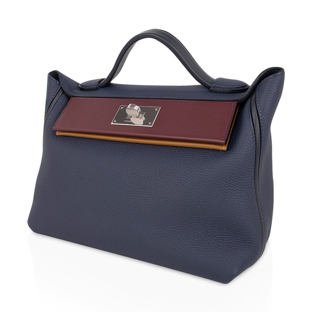 👜24 24 29 Bag Blue Nuit Indigo Bordeaux Kraft Palladium