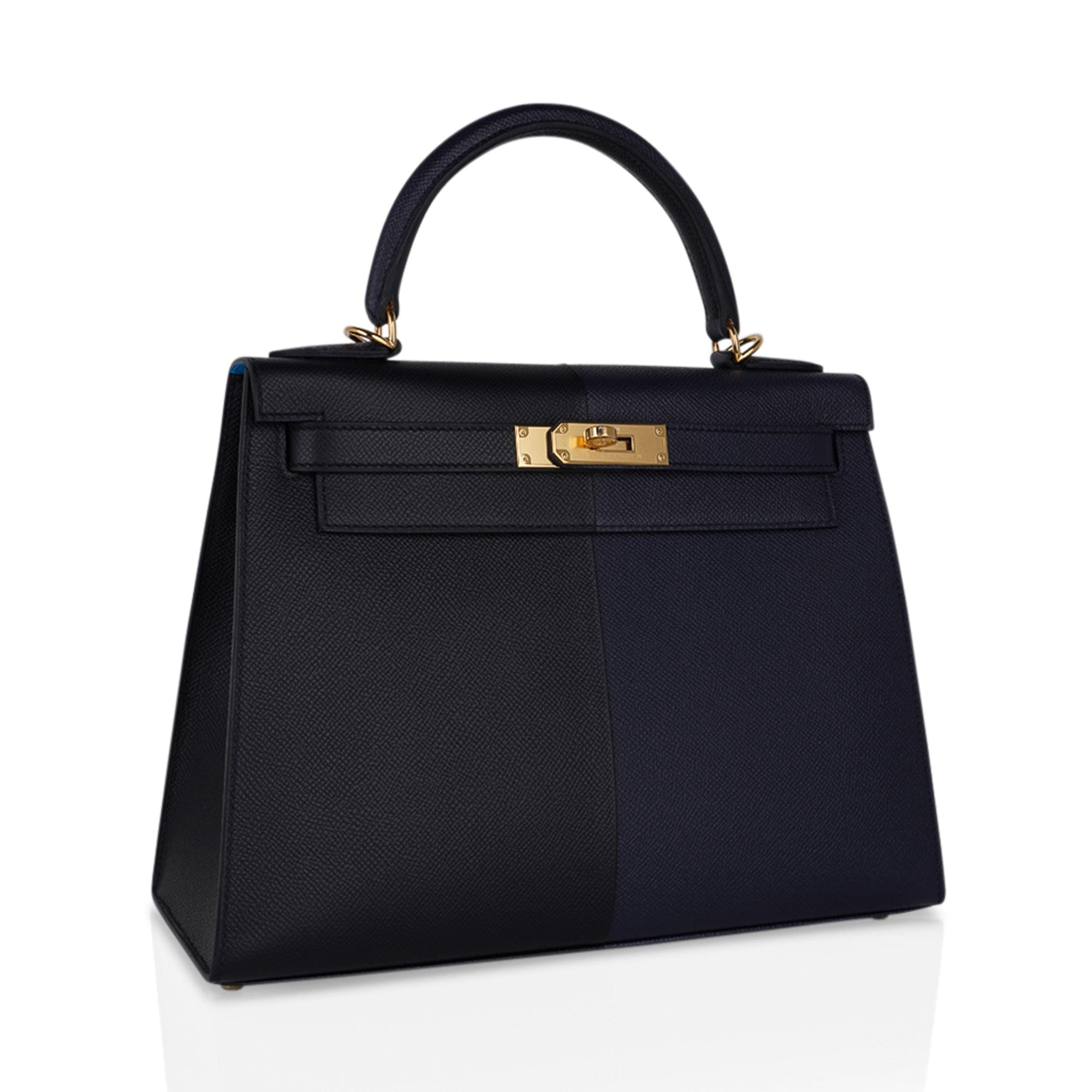 👜Kelly Casaque 28 Bag Black / Bleu Indigo Sellier Limited Edition