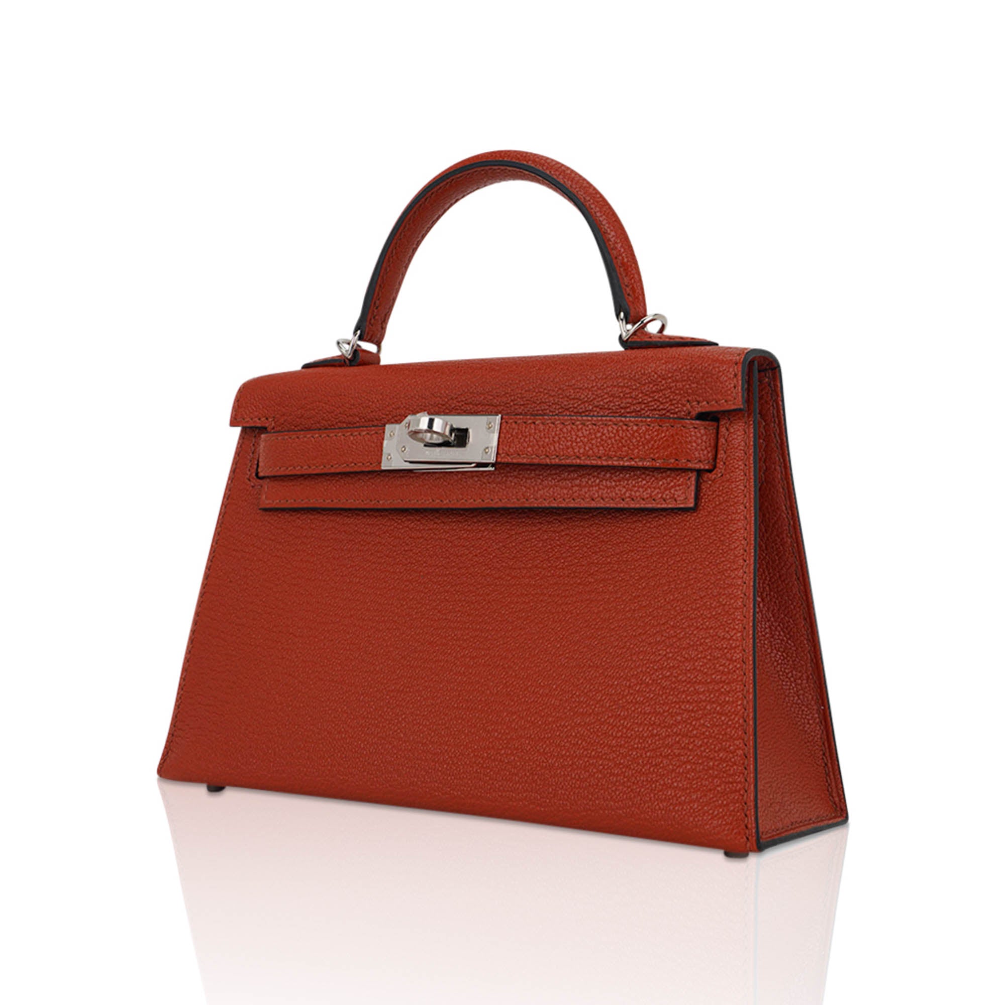 👜Mini Kelly 20 Bag Sellier Cuivre Chevre Leather with Palladium Hardware