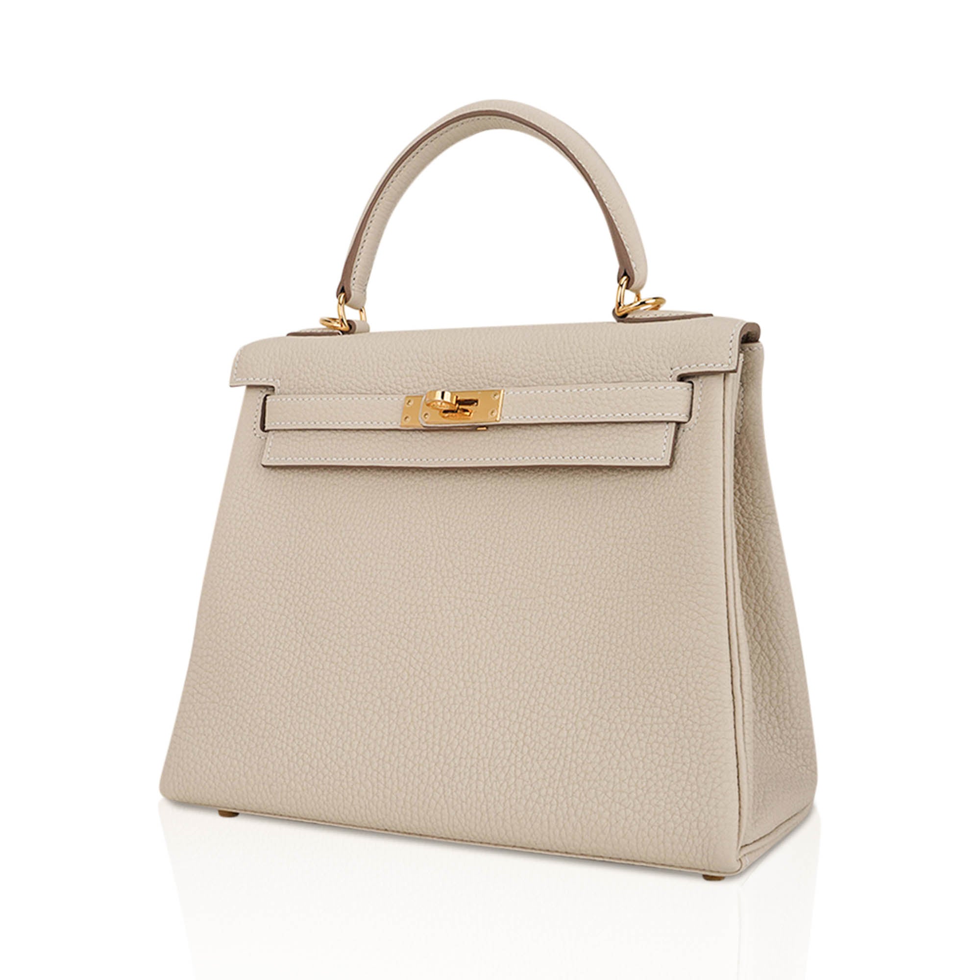 👜Kelly Retourne 25 Bag Craie Togo Leather with Gold Hardware