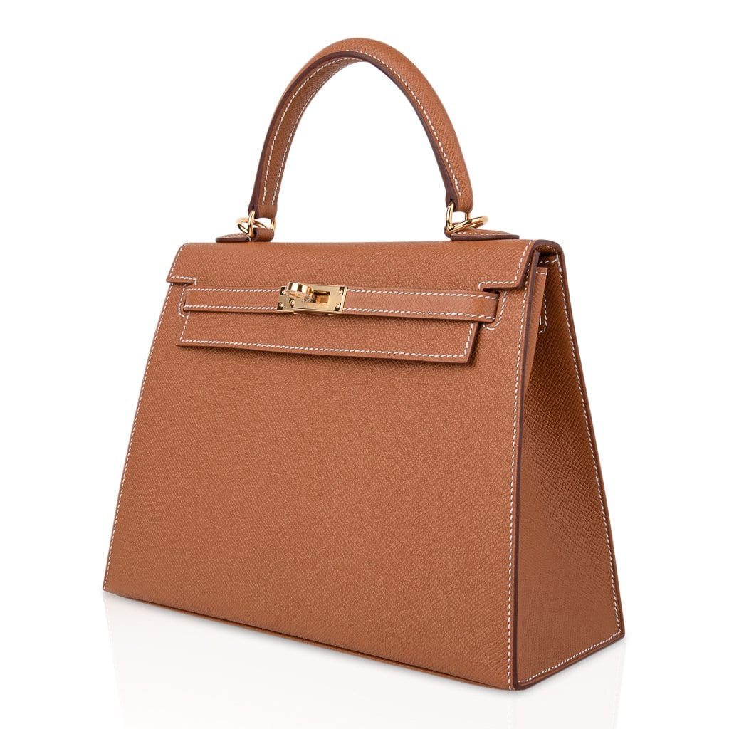 👜Kelly 25 Sellier Bag Gold Epsom Leather with Gold Hardware