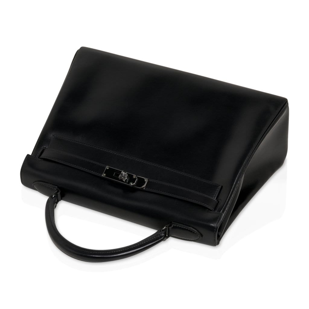 👜Kelly 32 So Black Bag Box Leather Limited Edition
