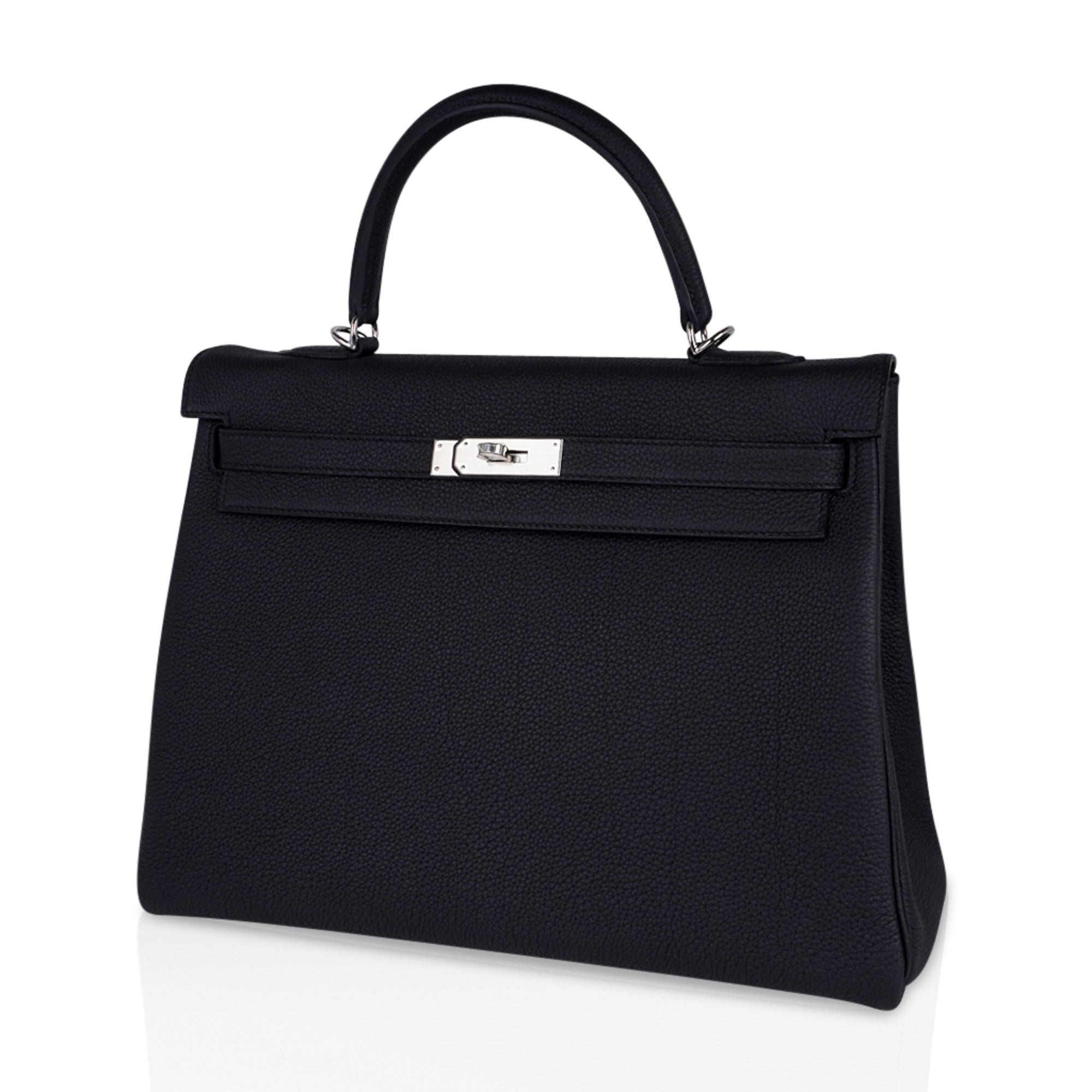 👜Kelly 35 Bag Black Retourne Togo Palladium Hardware New