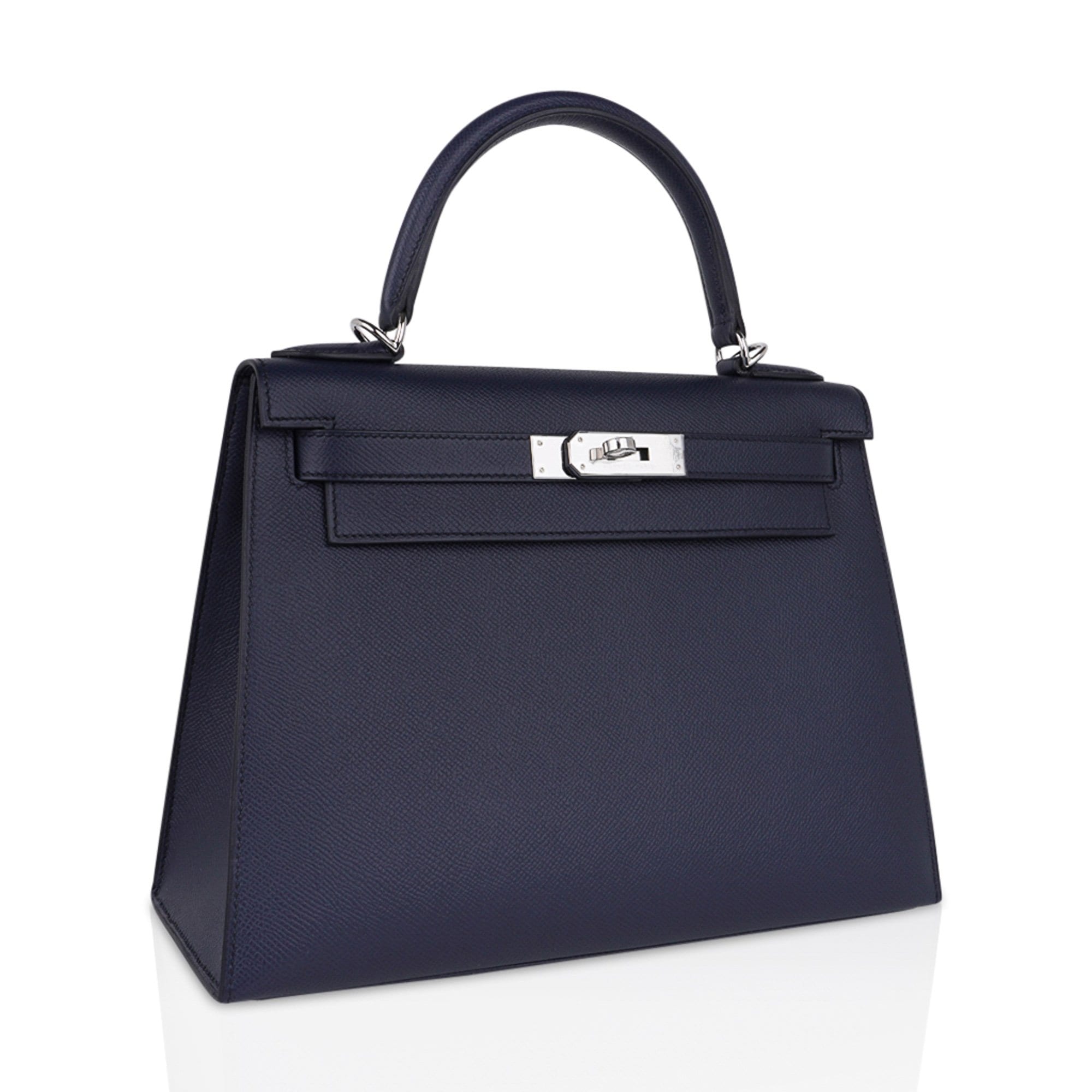 👜Kelly 28 Bag Blue Indigo Sellier Epsom Palladium Hardware New/Box